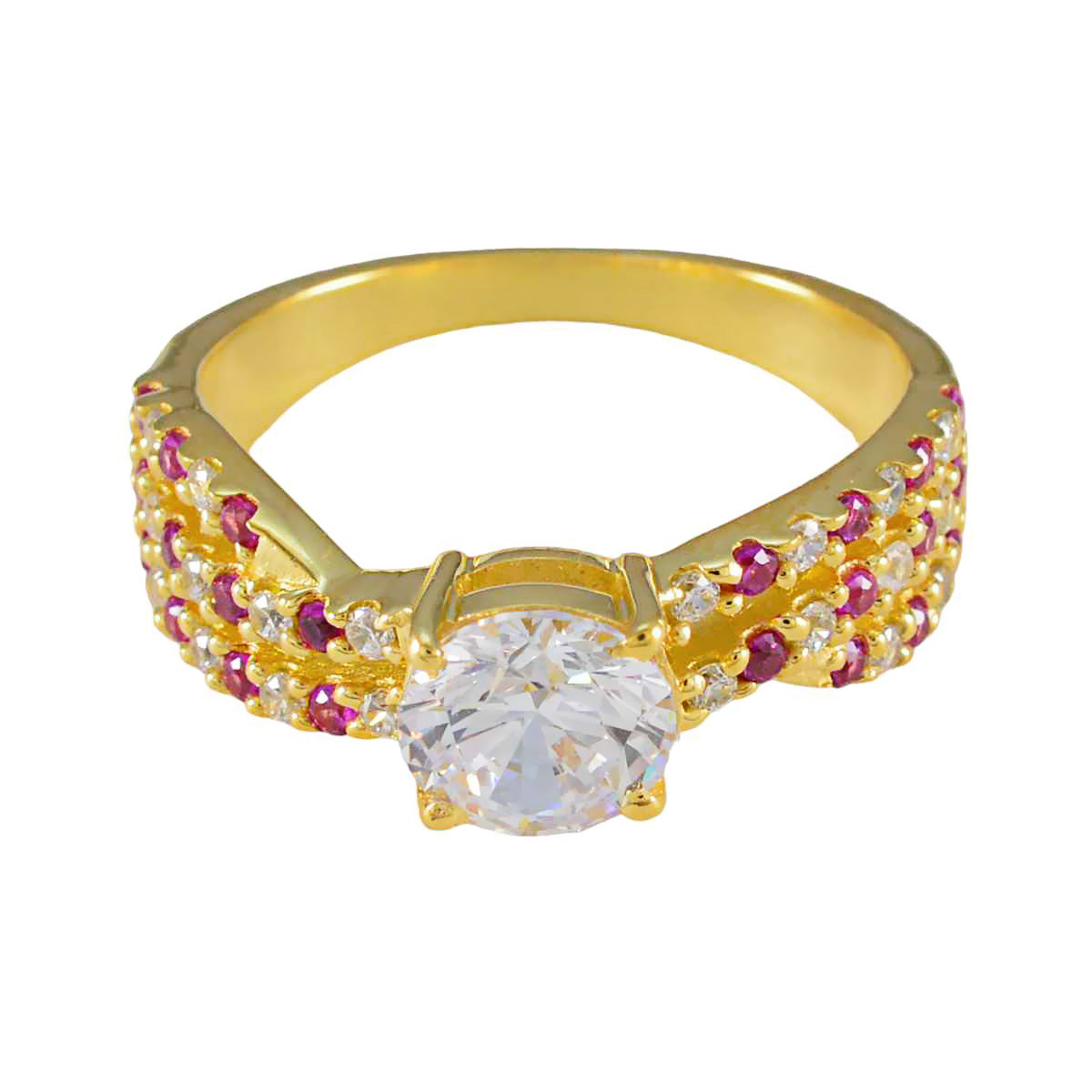 Yan Red Halo Ring for Women with Crystal Accent Ruby CZ Red