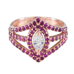 Elena Red Halo Ring for Women with Gemstone Glow Ruby CZ Red