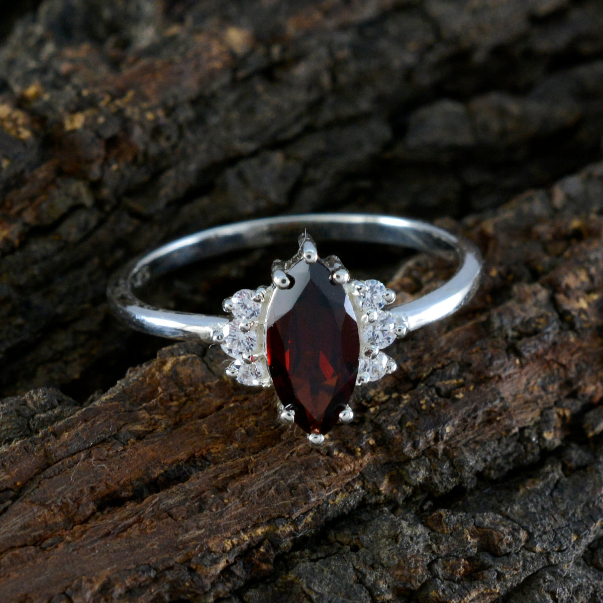 Natcha Red Halo Ring for Women with Gemstone Accent