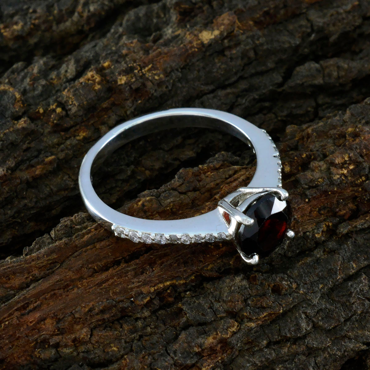 Greta Red Halo Ring for Women with Gemstone Accent