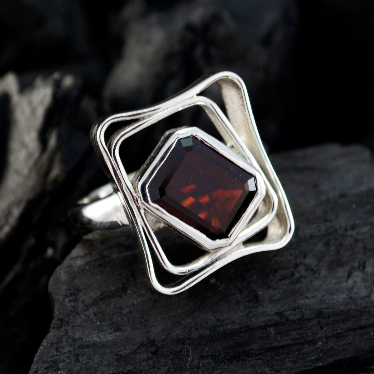 Giulia Red Solitaire Ring for Women with Unique Design