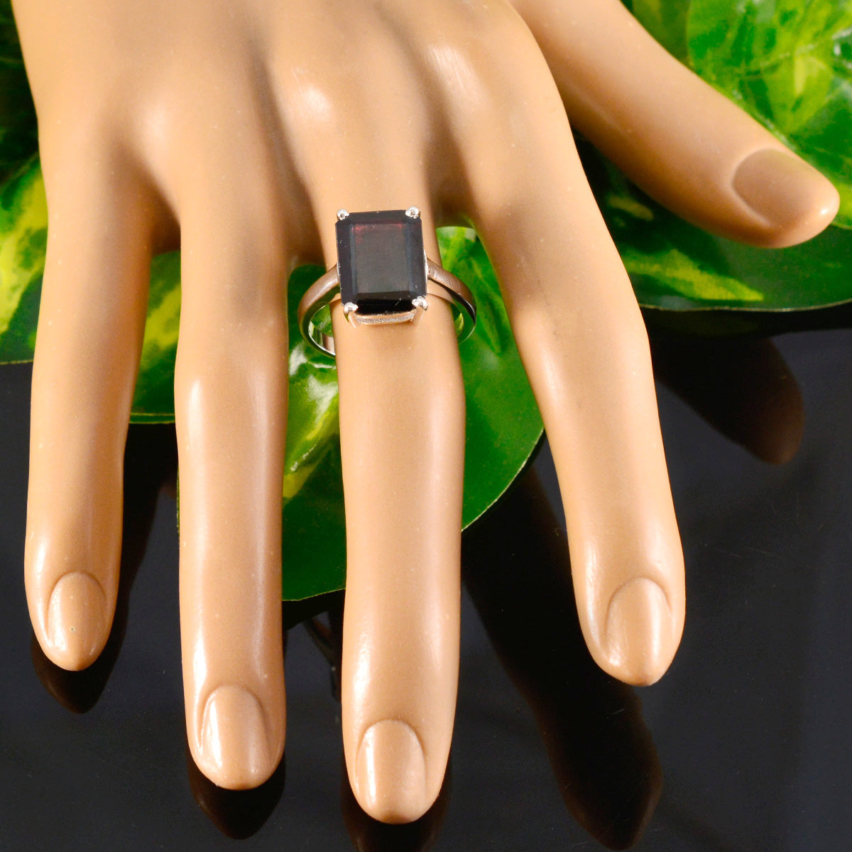 Teresa Red Solitaire Ring for Women with Silver Band