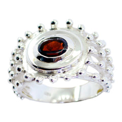 Leah Retro Solitaire Ring with Garnet Gemstone Garnet Red