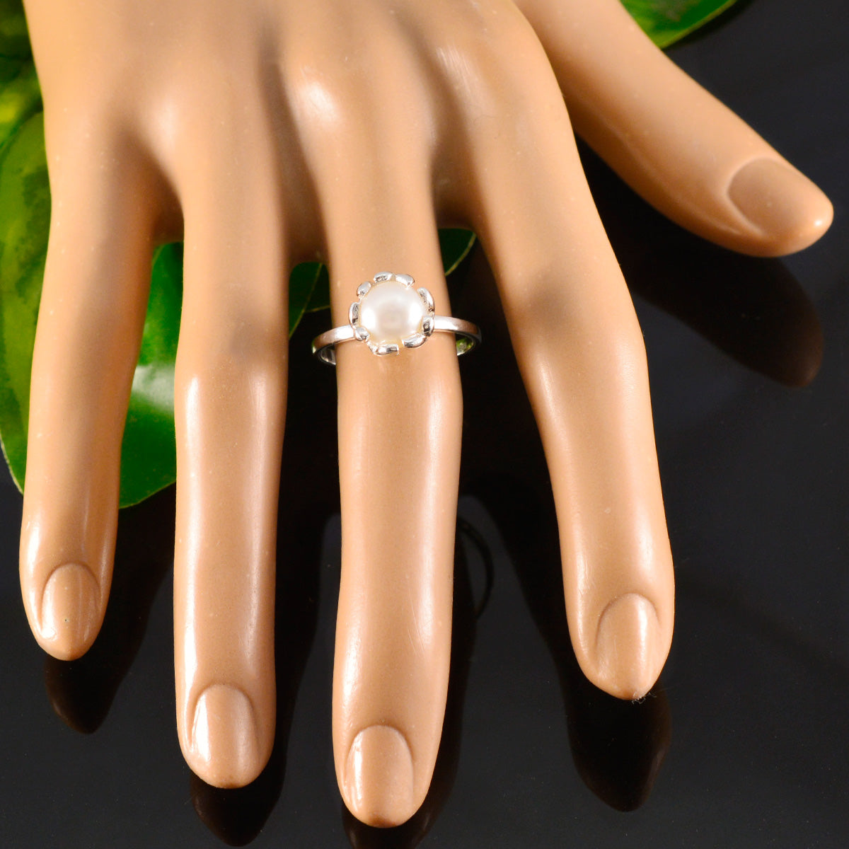Ivy Romantic White Solitaire Ring with Pearl Accent