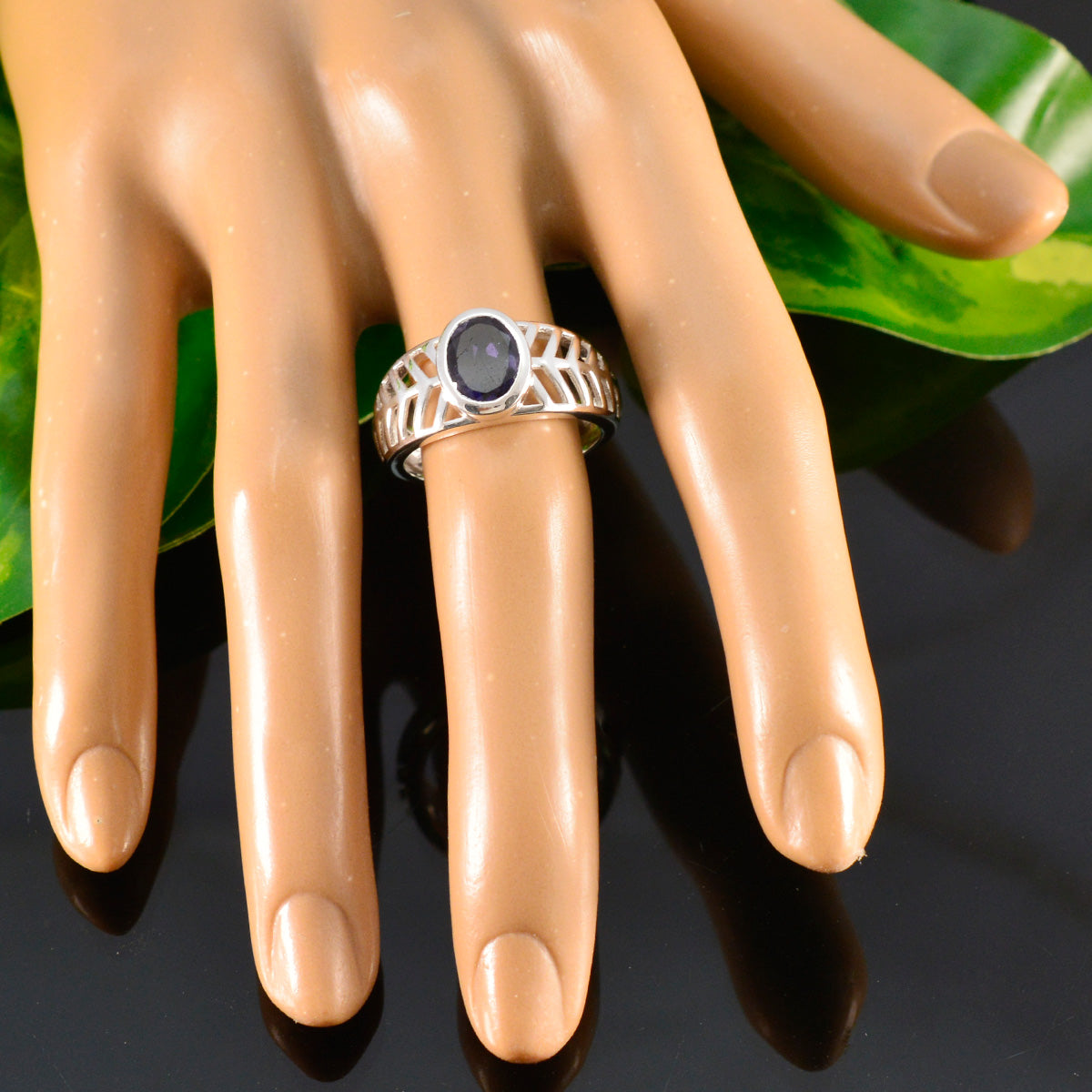 Rosa Art Deco Blue Ring Silver Gemstone Design
