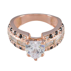 Saanvi Rose Gold Gemstone Ring for Women with Heart Stone Blue Sapphire CZ Blue