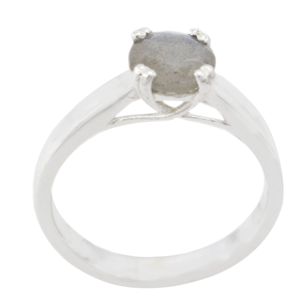 Araya Trendy Grey Solitaire Ring in Sterling Silver Labradorite Gray