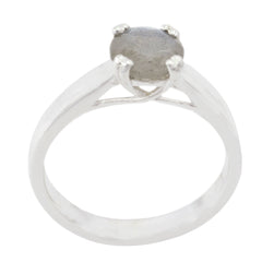 Araya Trendy Grey Solitaire Ring in Sterling Silver Labradorite Gray