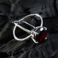 Lili Trendy Red Solitaire Ring with Silver Band