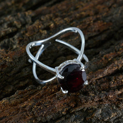 Lili Trendy Red Solitaire Ring with Silver Band
