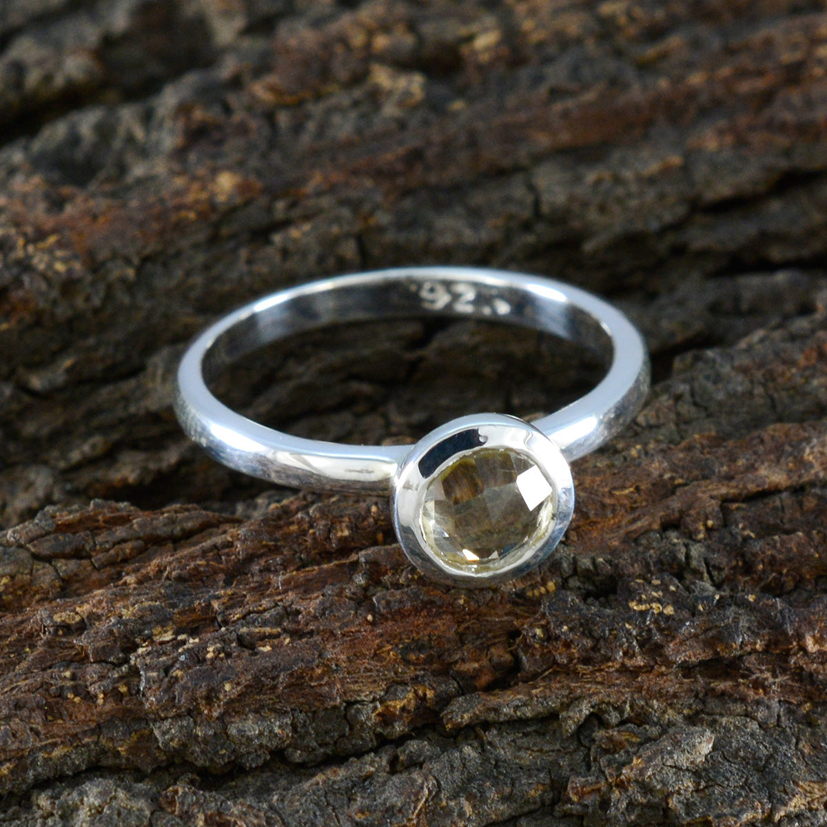 Mila Trendy Yellow Solitaire Ring in Sterling Silver