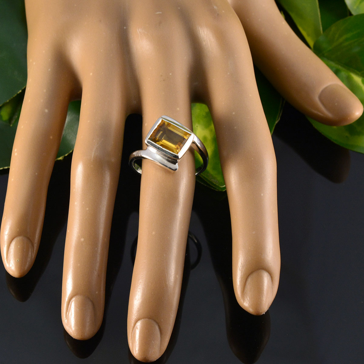 Dewi Trendy Yellow Solitaire Ring with Gemstone