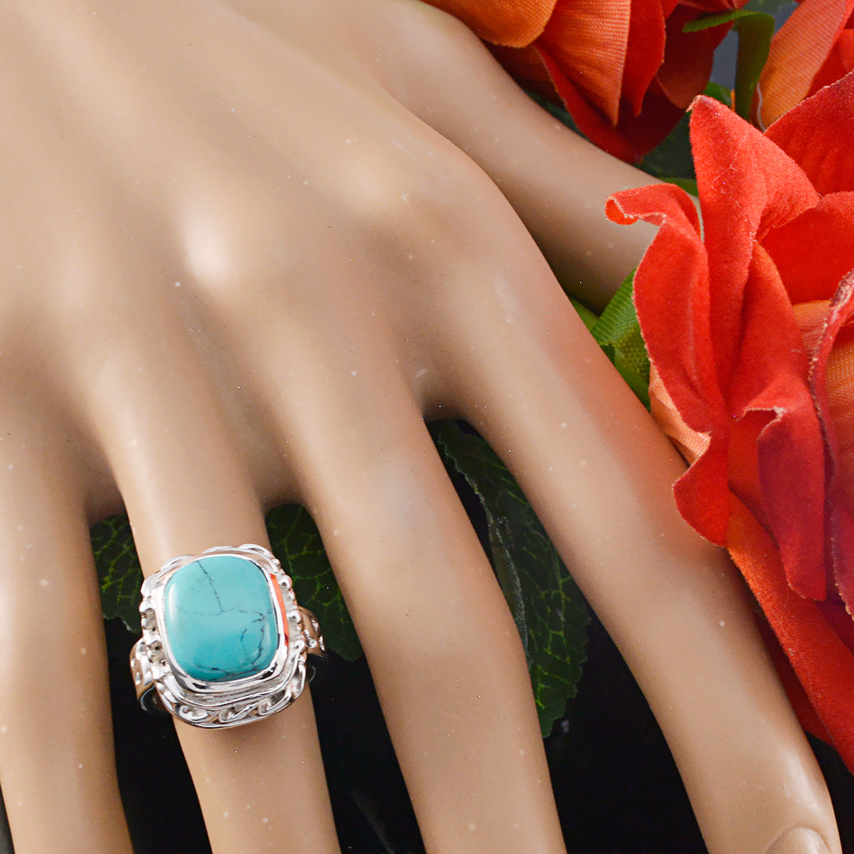 Alina Signet Turquoise Solitaire Ring