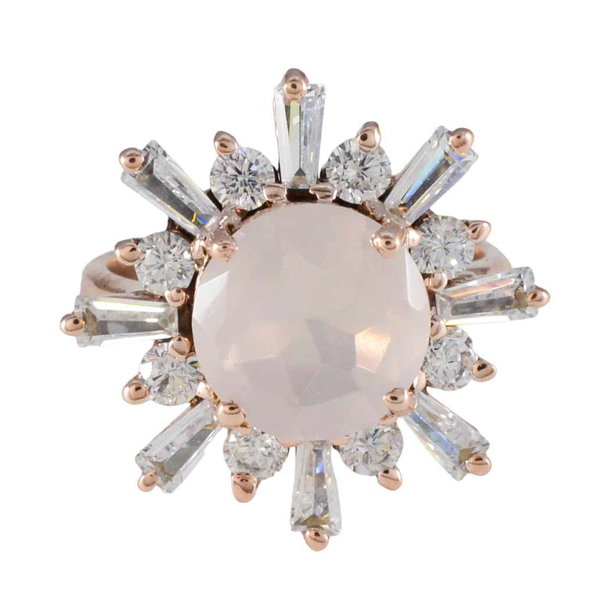 Seo-yeon White Halo Engagement Ring with Rose Gold Accents White CZ White
