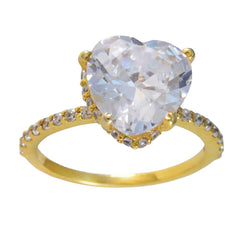 Patricia White Halo Ring for Women Gold Heart Design
