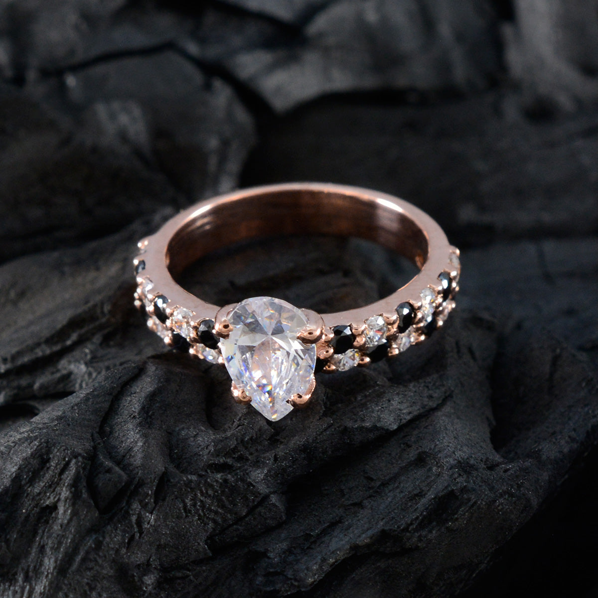 Putri White Halo Ring for Women with Pear Gemstone