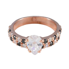 Putri White Halo Ring for Women with Pear Gemstone White CZ White