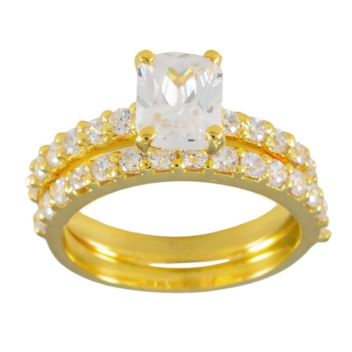 Priya White Halo Wedding Ring with Gold Plating