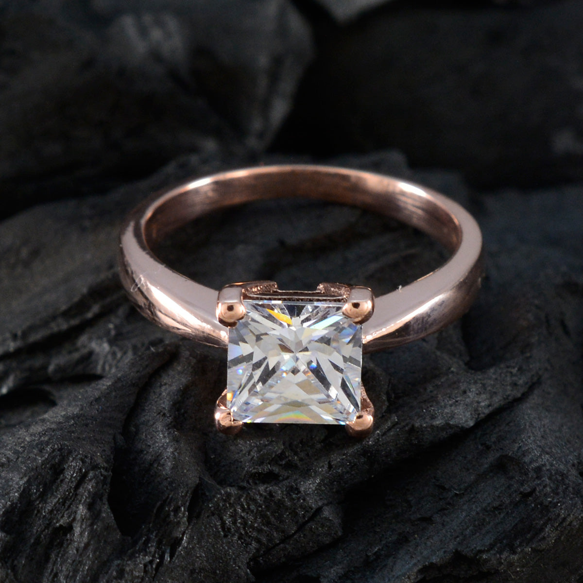 Carla White Solitaire Ring for Women with Square Gem