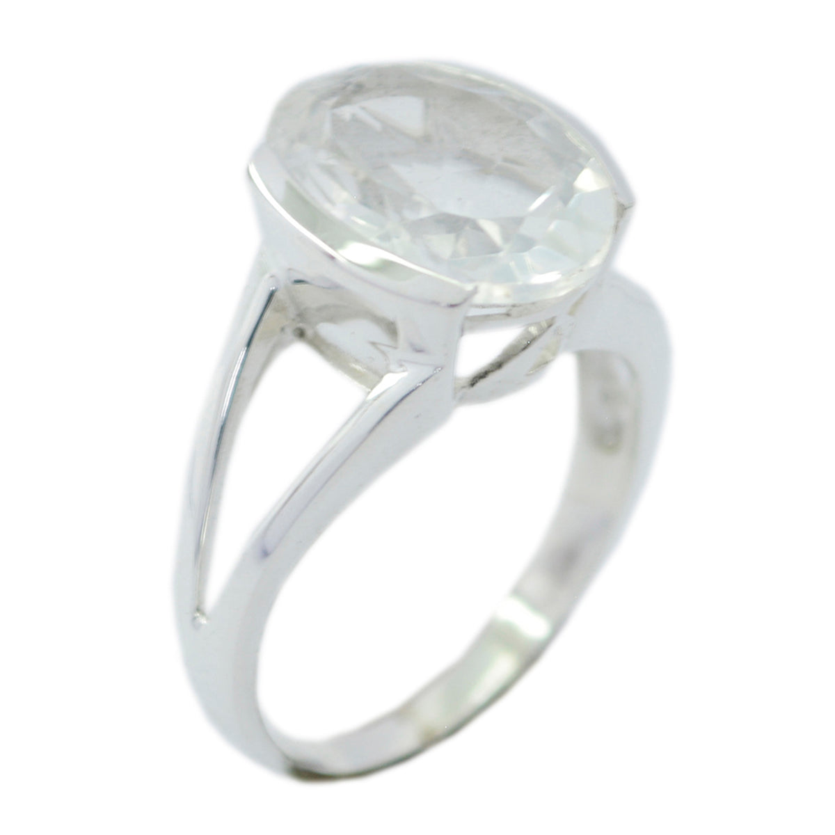 Luisa White Solitaire Ring India with Oval Gemstone