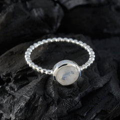 Xiu White Solitaire Ring with Elegant Beaded Band