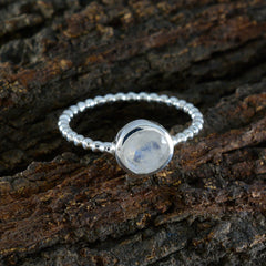 Xiu White Solitaire Ring with Elegant Beaded Band