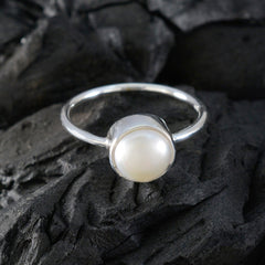Chen White Solitaire Ring with Pearl Accent