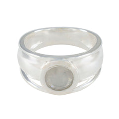 Riley Sophisticated White Solitaire Ring Rainbow Moonstone White