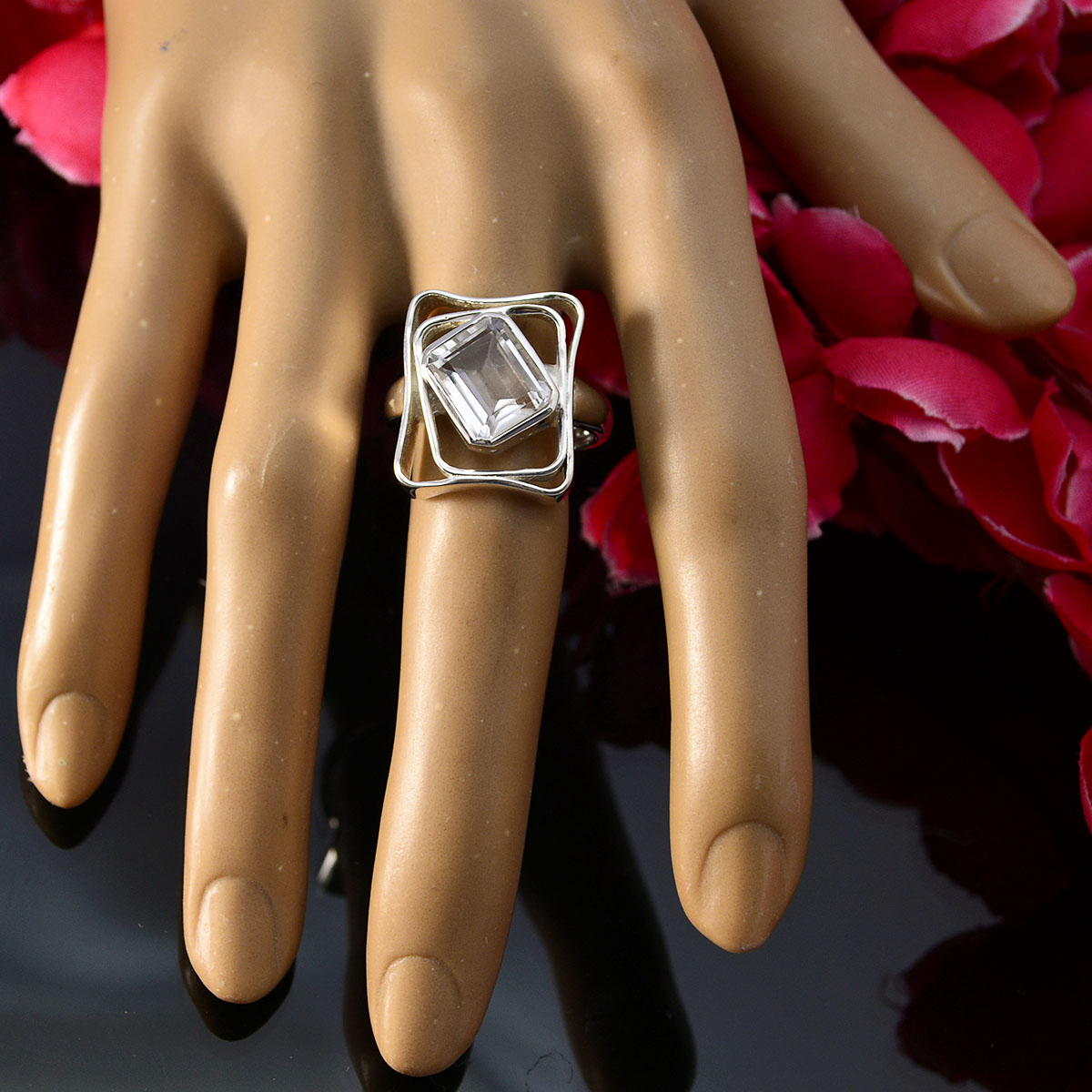 Genesis White Solitaire Statement Ring Elegant Design