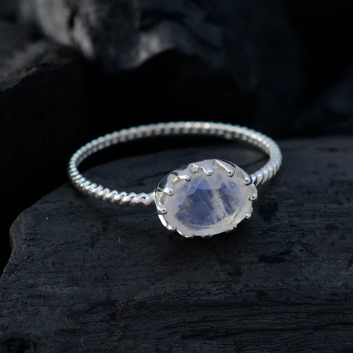 Maria White Solitaire Twist Ring with Elegant Design