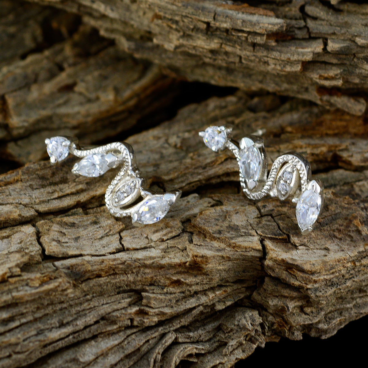 Laura White Stud Earrings for Women - Elegant Gemstone Style
