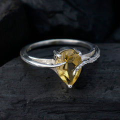 Evelyn Yellow Gemstone Halo Ring with Silver Band