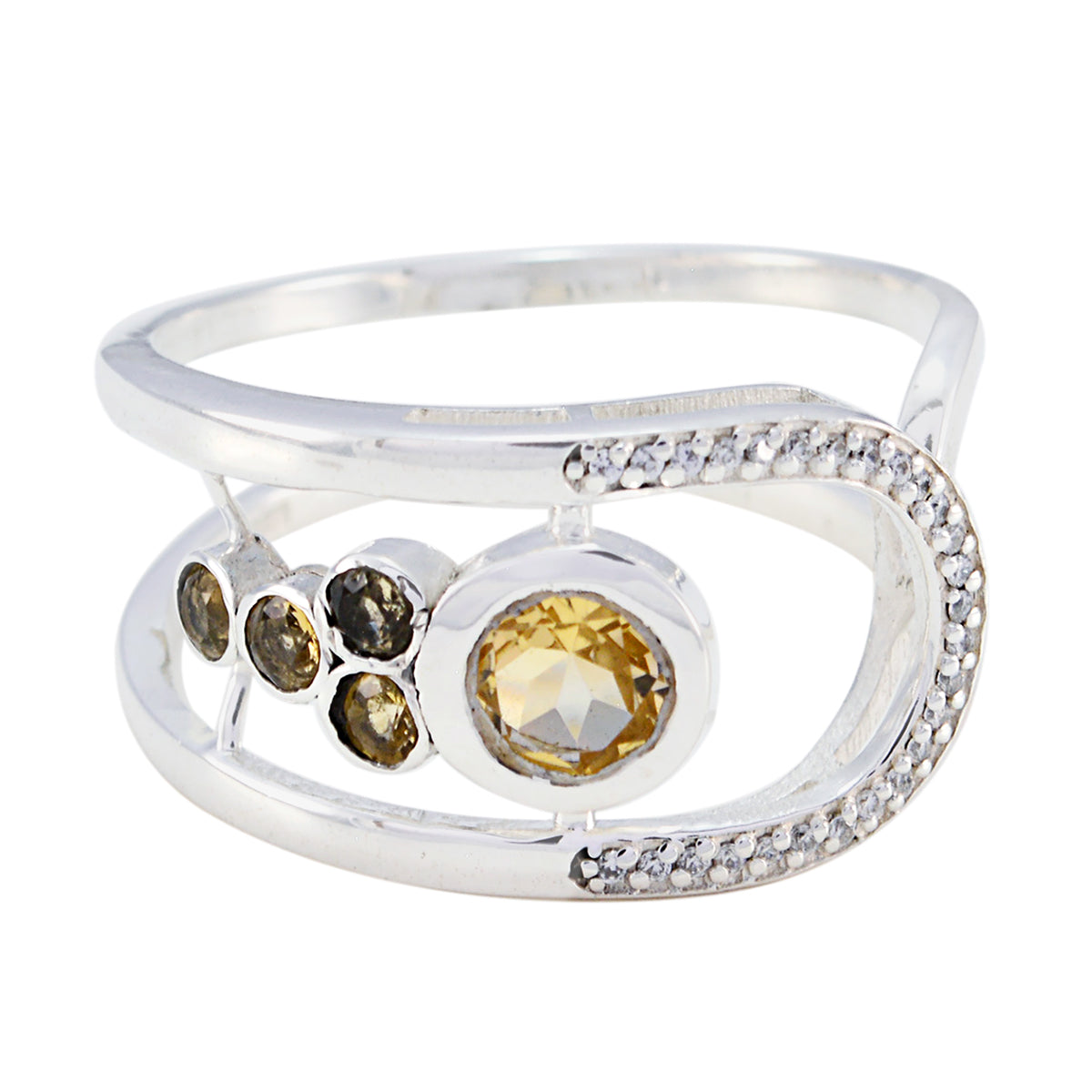 Priya Yellow Gemstone Halo Ring with Diamond Accents
