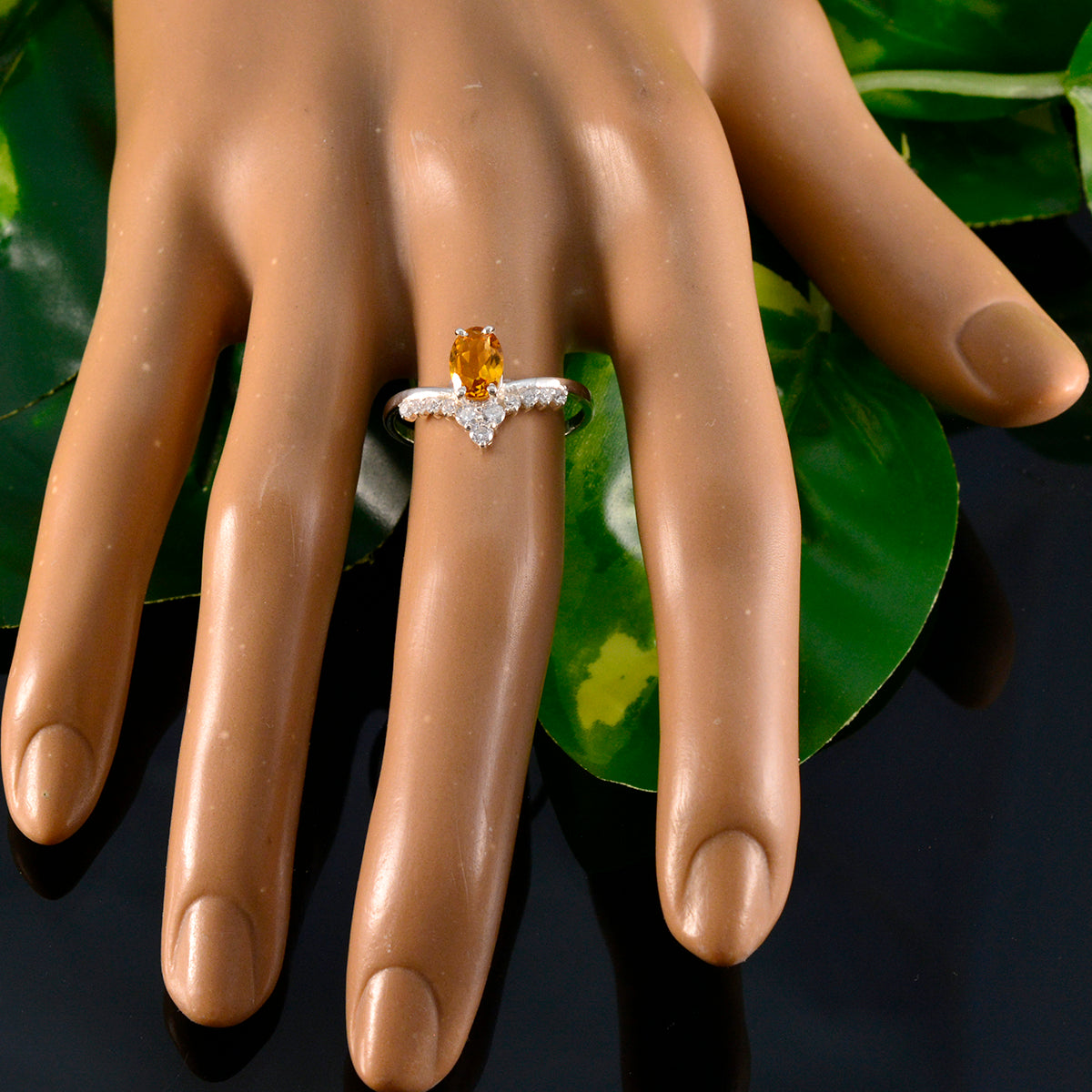 Saanvi Yellow Gemstone Halo Ring with Sparkling Accents