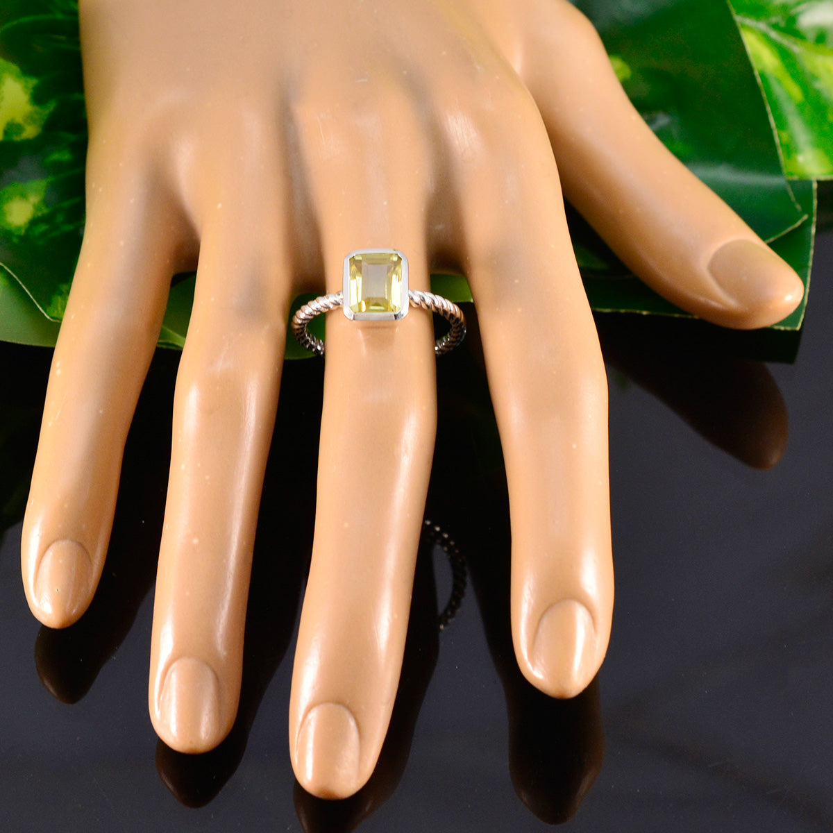 Kristine Yellow Gemstone Solitaire Ring in Silver Band