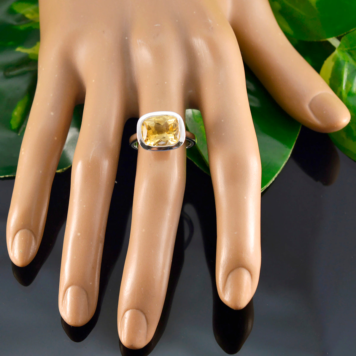 Antonia Yellow Gemstone Solitaire Ring in Silver