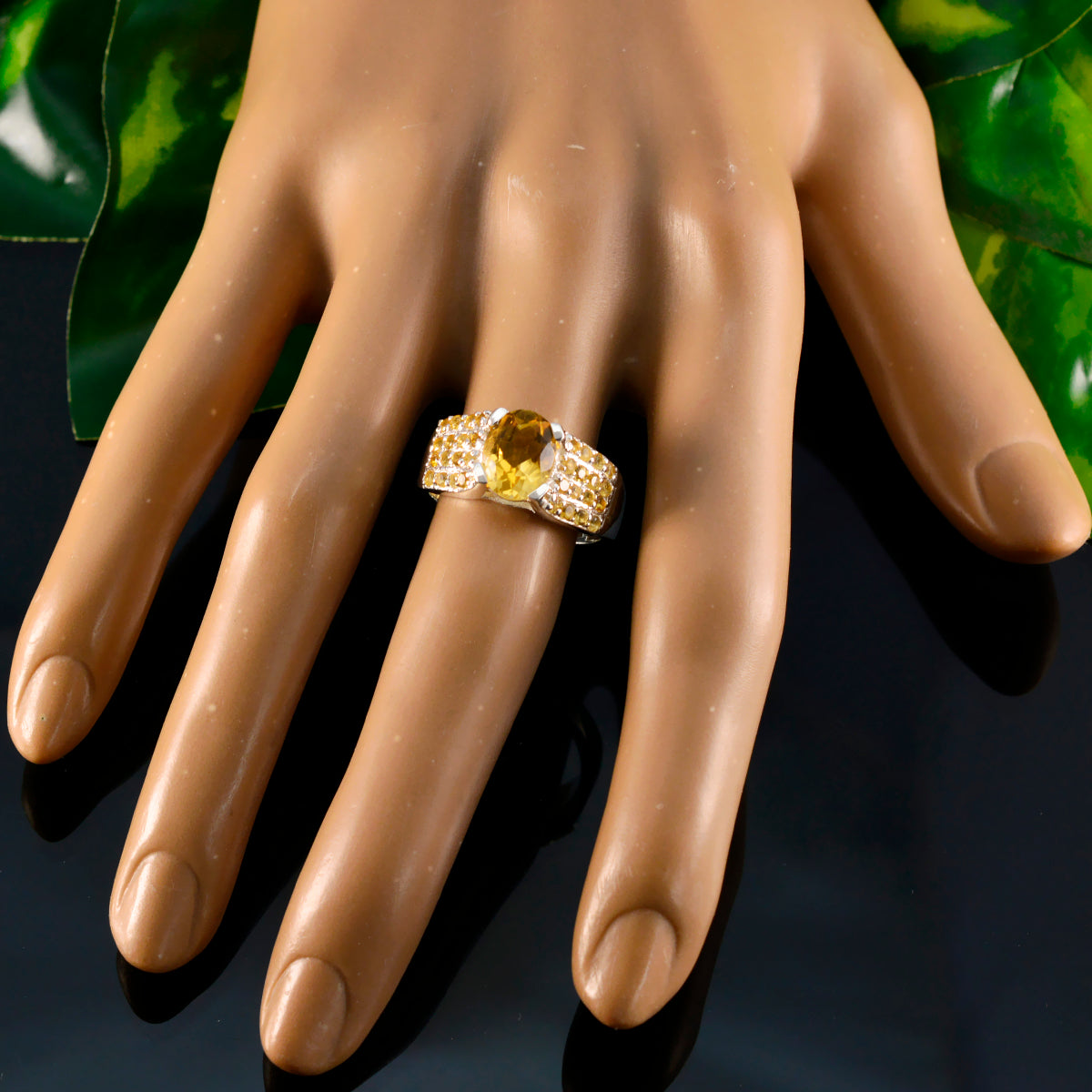 Natalia Yellow Halo Ring for Women with Gemstone