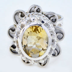 Sarah Yellow Solitaire Ring with Intricate Silver Design