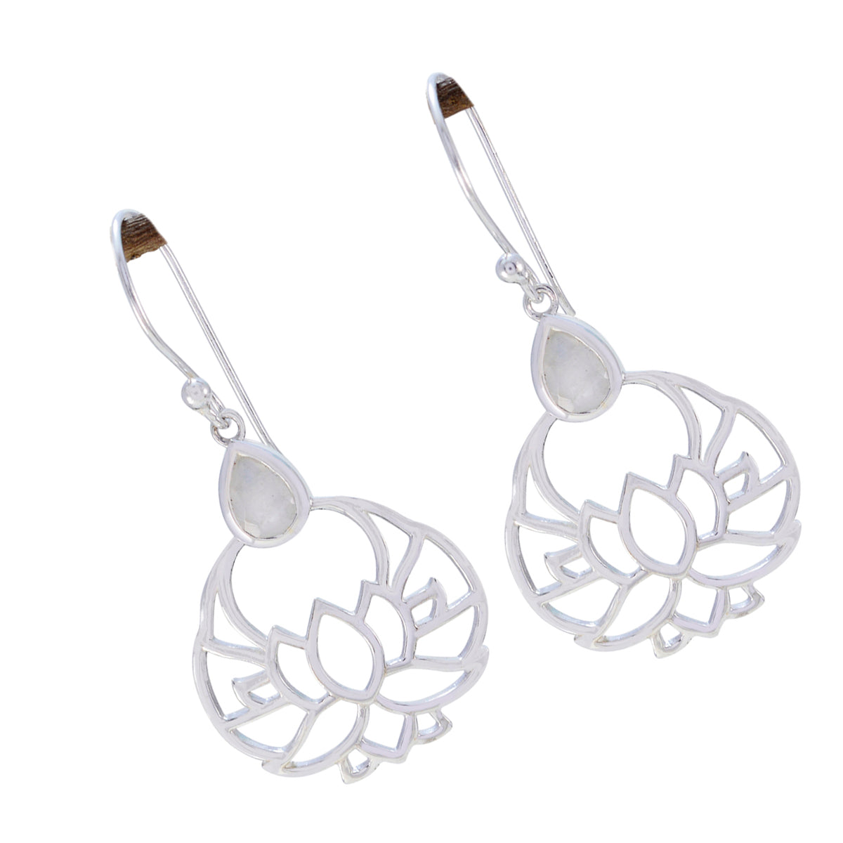 Rosa White Featherlight Earrings - Elegant Lotus Design
