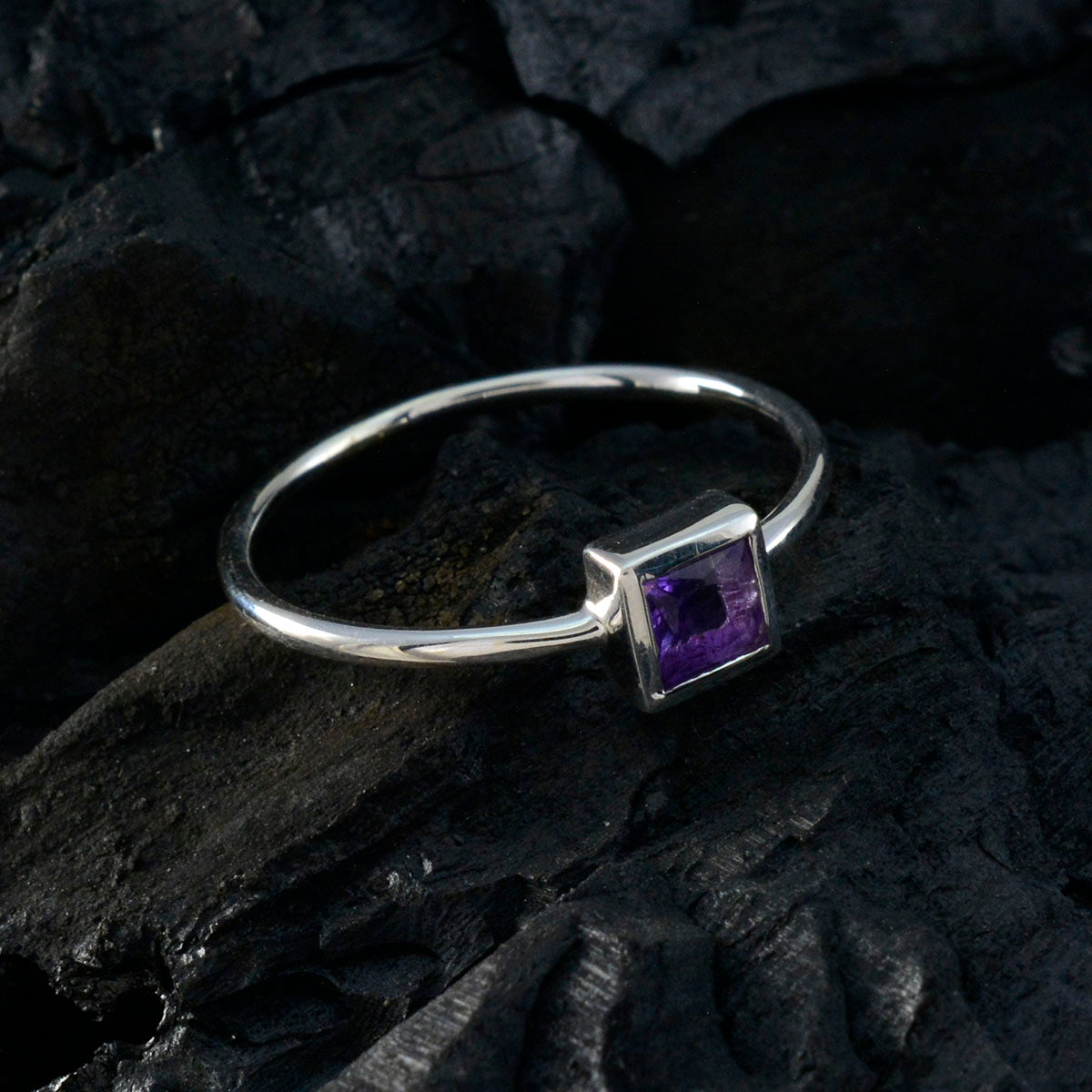 Ella Purple Solitaire Ring for Women Sterling Silver