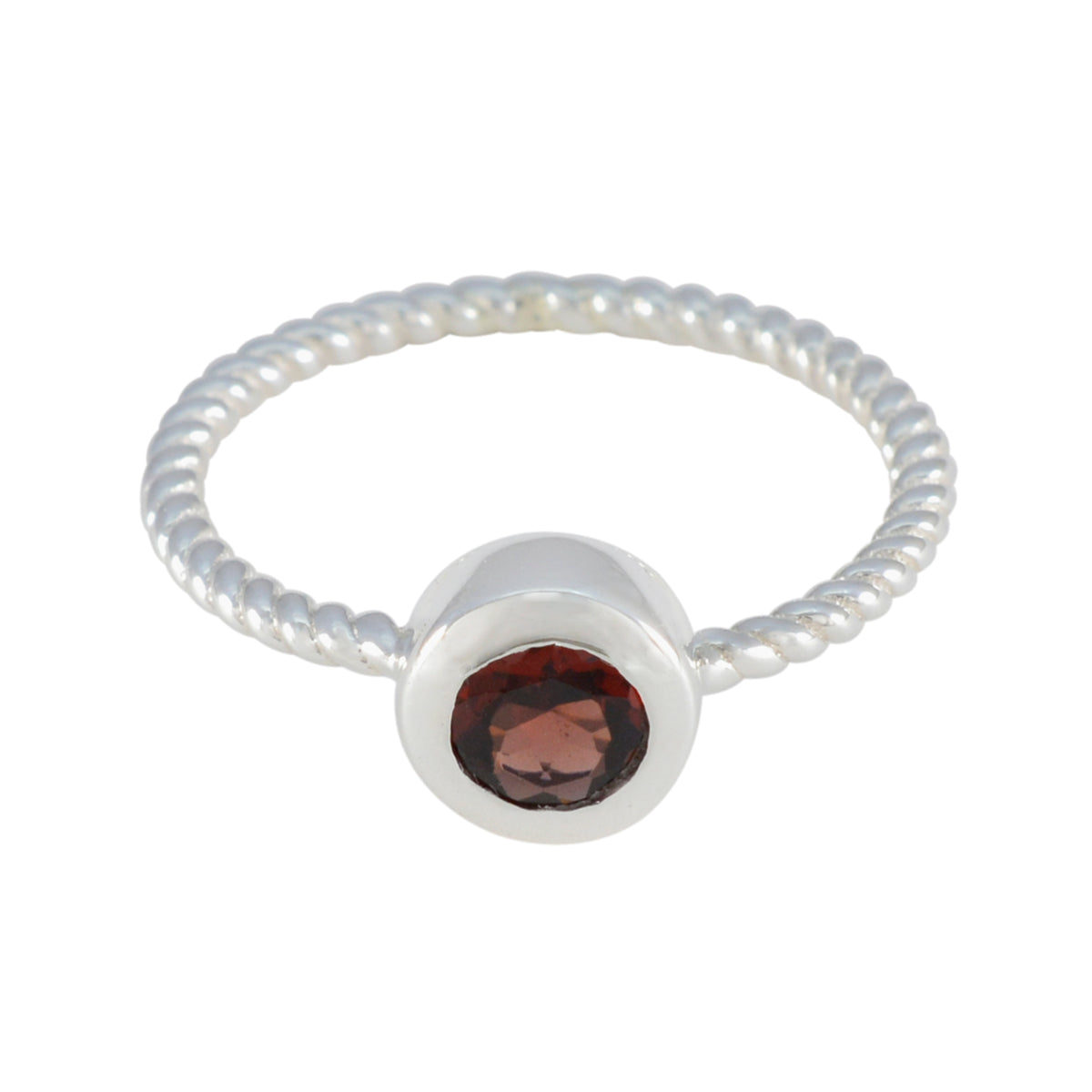 Saanvi Red Solitaire Ring for Women with Twisted Band Garnet Red