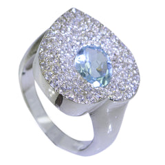 Natalia Blue Halo Ring for Women with Sparkling Crystals Blue Topaz Blue