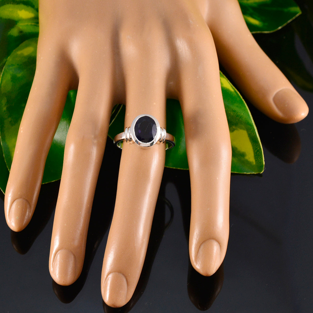 Mila Blue Solitaire Ring with Elegant Gemstone