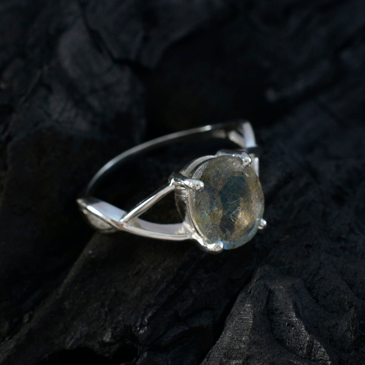 Dewi Grey Gemstone Ring in Sterling Silver