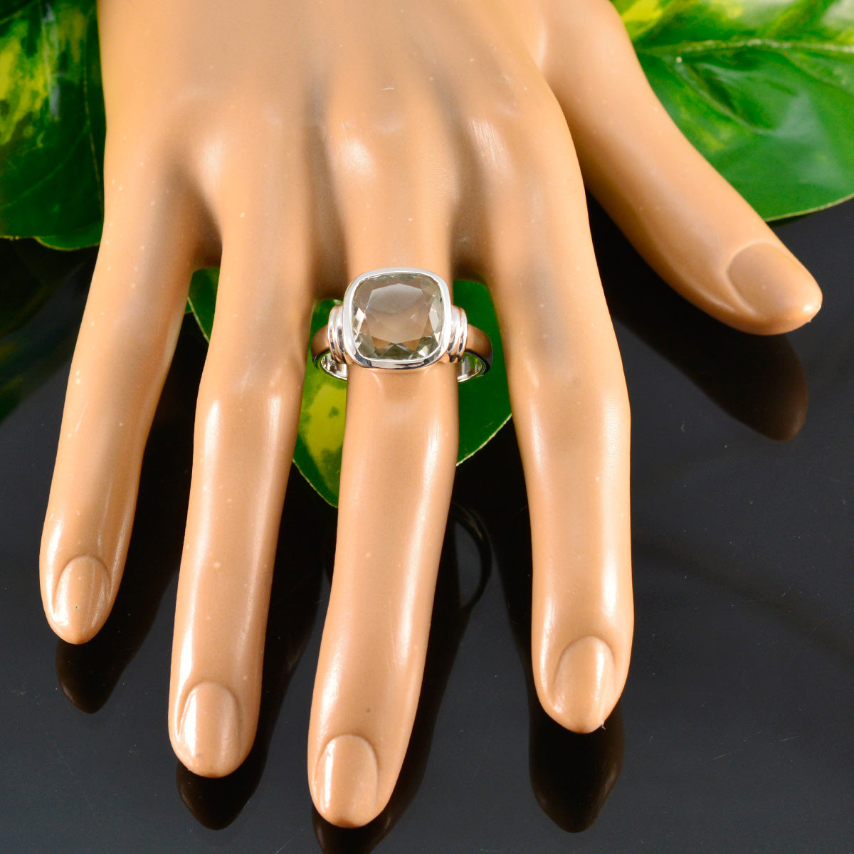 Leah Signet Light Green Solitaire Ring
