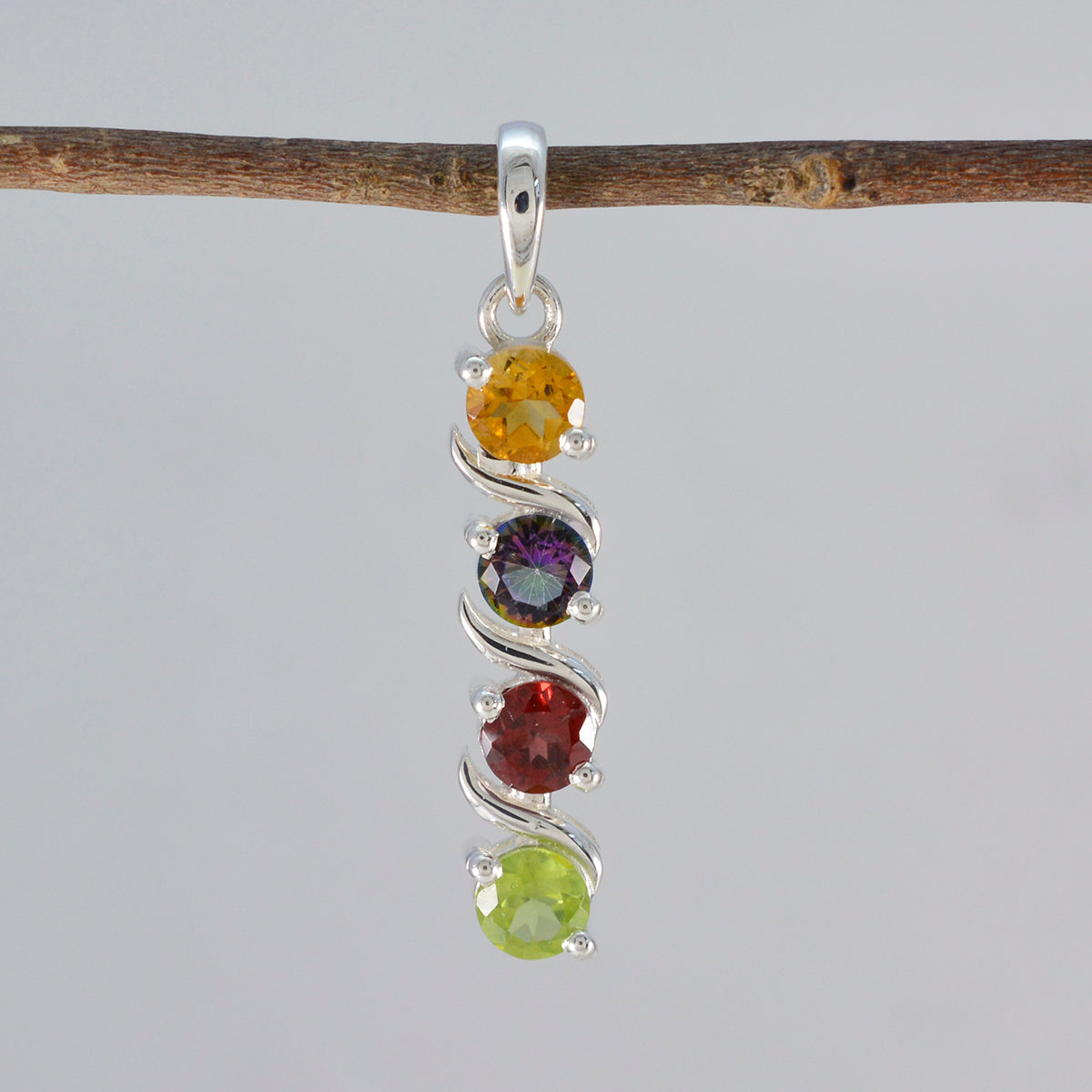 Yasmin Multicolor Gemstone Pendant Sterling Silver