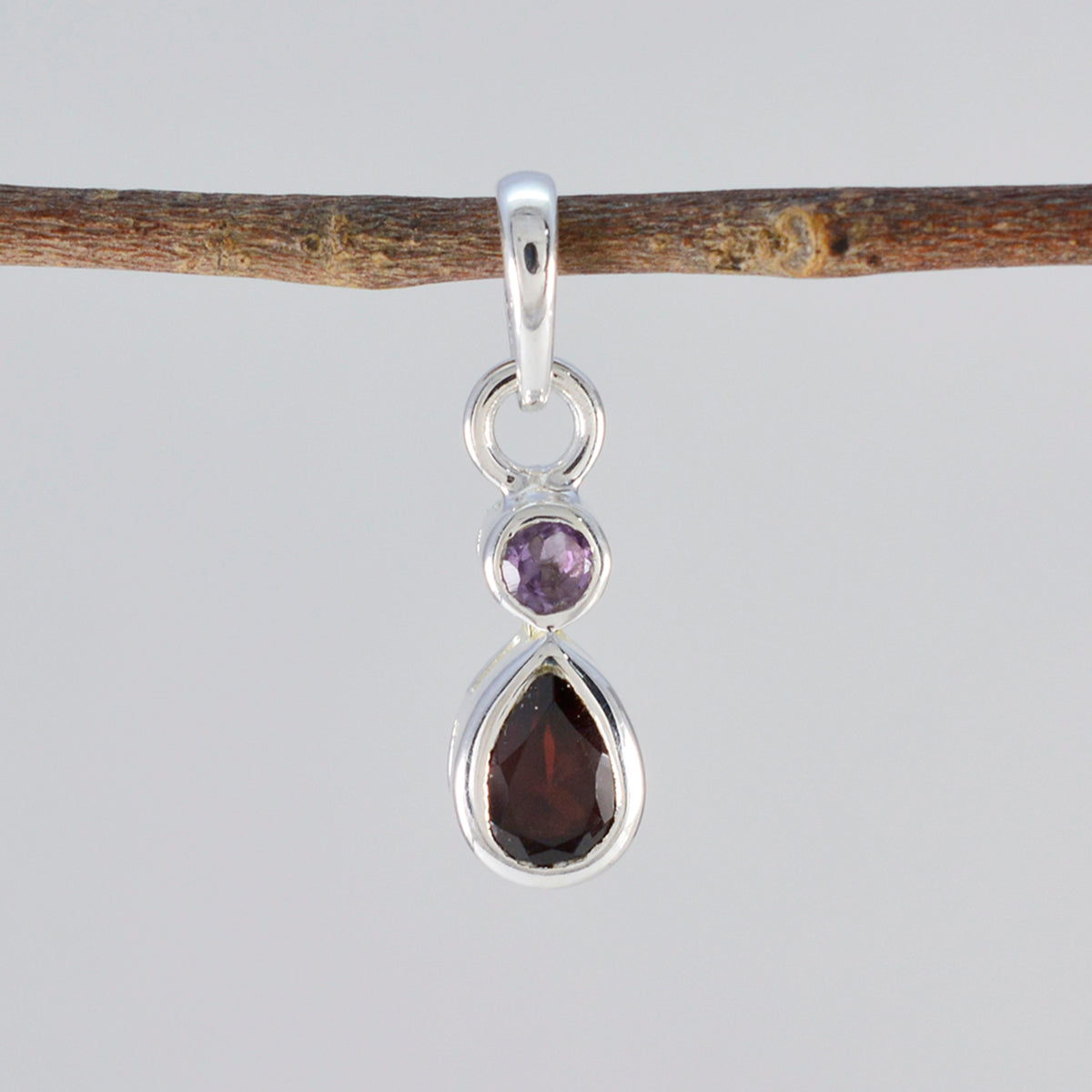 Lily Multicolor Gemstone Pendant Silver Drop Design