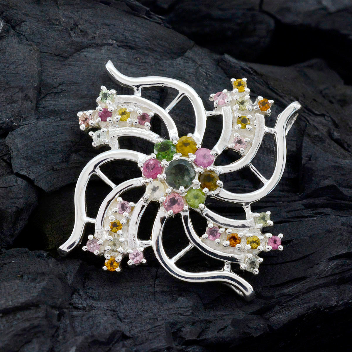 Nayara Multicolor Statement Pendant with Gemstones
