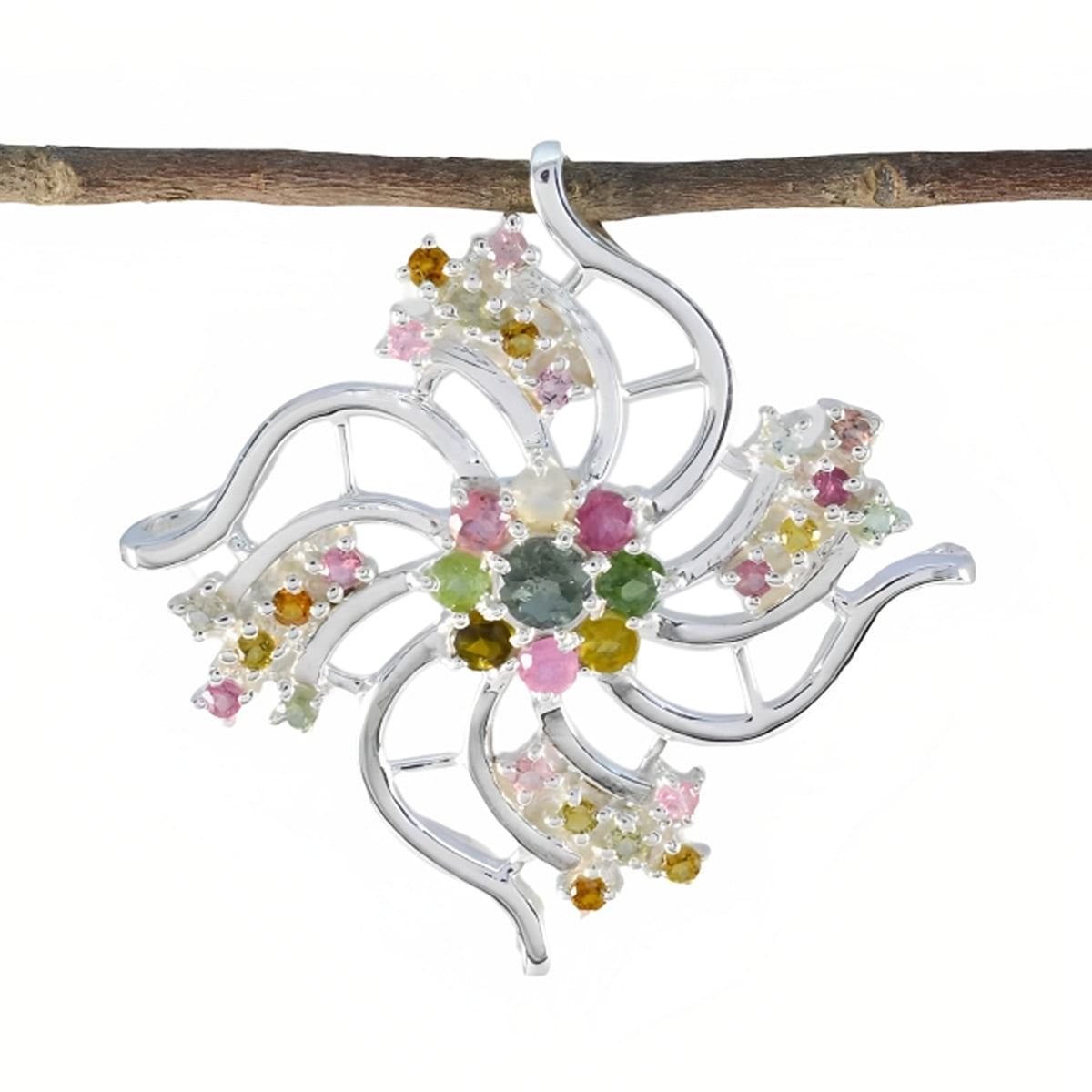 Nayara Multicolor Statement Pendant with Gemstones Tourmaline multicolor Multicolor