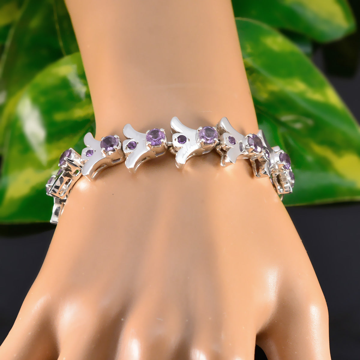 Elegant purple gemstone tennis bracelet from Zoey featuring a sleek design and shimmering stones